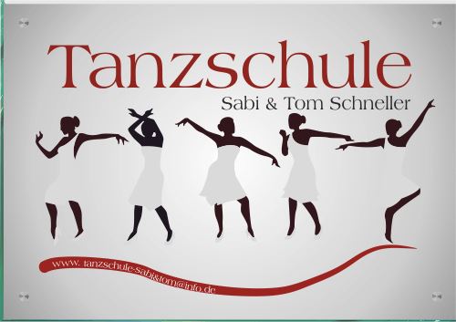 Firmenschild für Tanzschulen - Wir gestalten Ihr Schild! Firmenschilder Glas und Edelstahl  (A2) 
