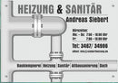 Firmenschild für Heizung & Sanitär - Wir gestalten Ihr Schild! Firmenschilder Glas und Edelstahl (A2) 