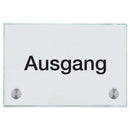 Praxisschild aus Glas Ausgang mit 2 oder 4 Haltern Praxisschild aus Glas Ausgang 100x150mm 2 Halter 