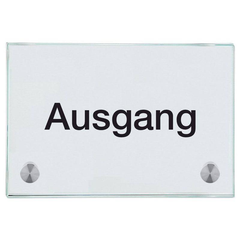 Praxisschild aus Glas Ausgang mit 2 oder 4 Haltern Praxisschild aus Glas Ausgang 100x150mm 2 Halter 