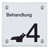 Schilder für Ihre Praxis aus Glas Behandlung 4  in 100x150 mm oder 150x150 mm