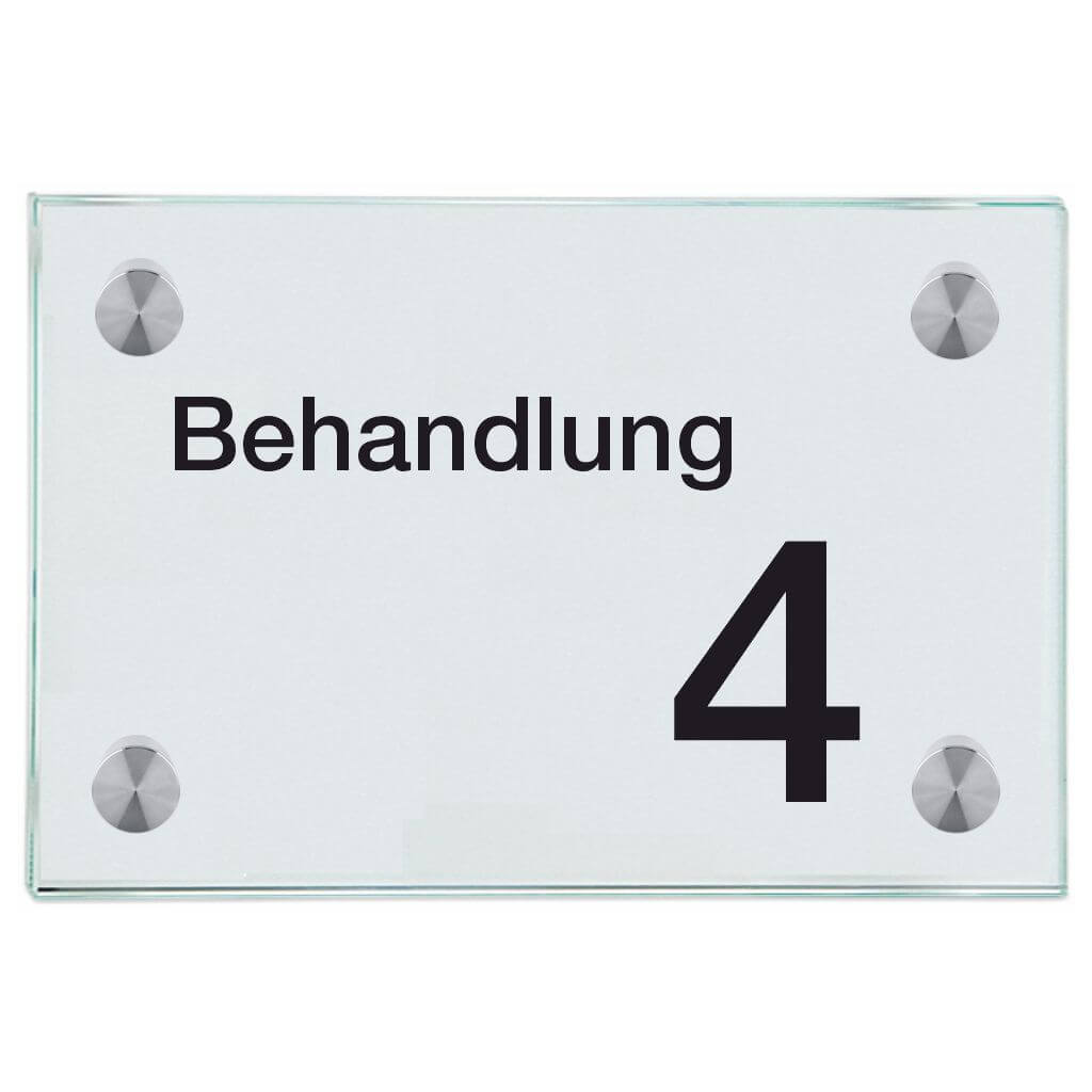 Praxisschild aus Glas Behandlung 47