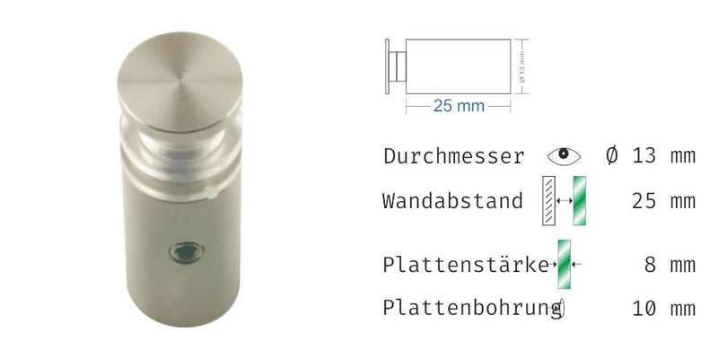 Abstandshalter Con mit Inbus und Linksgewinde Ø 13 mm WA: 15/25 mm Abstandshalter Con 