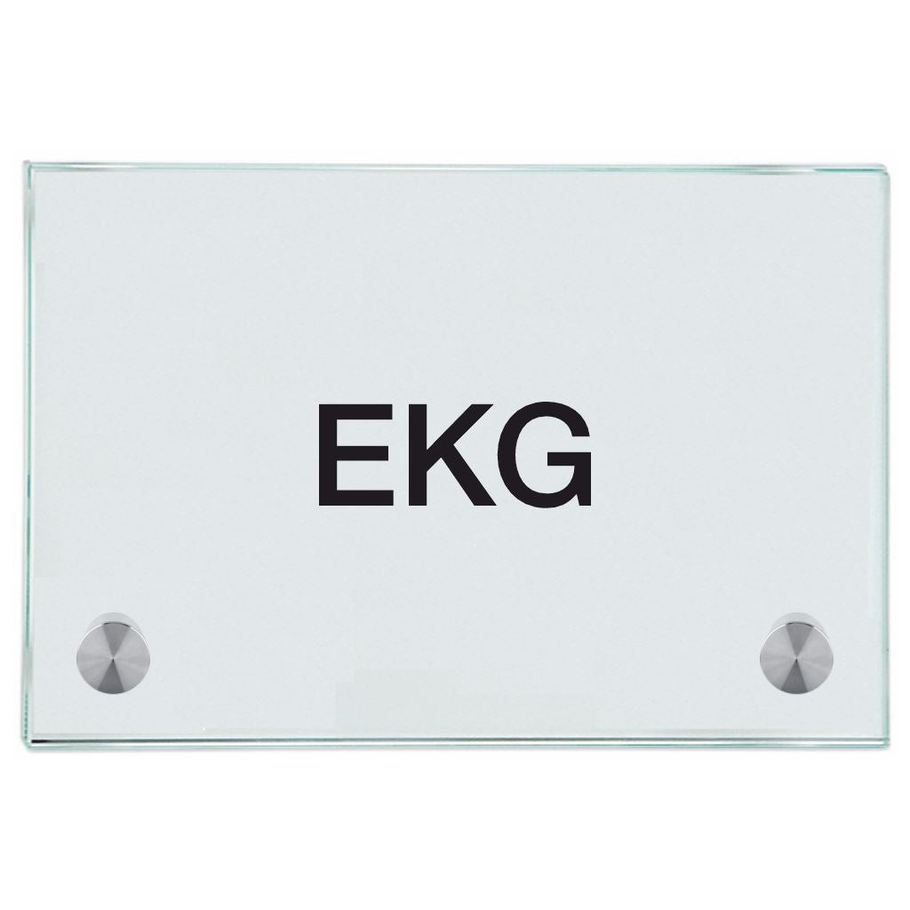 Praxisschild aus Glas EKG mit 2 oder 4 Haltern Praxisschild aus Glas EKG 5