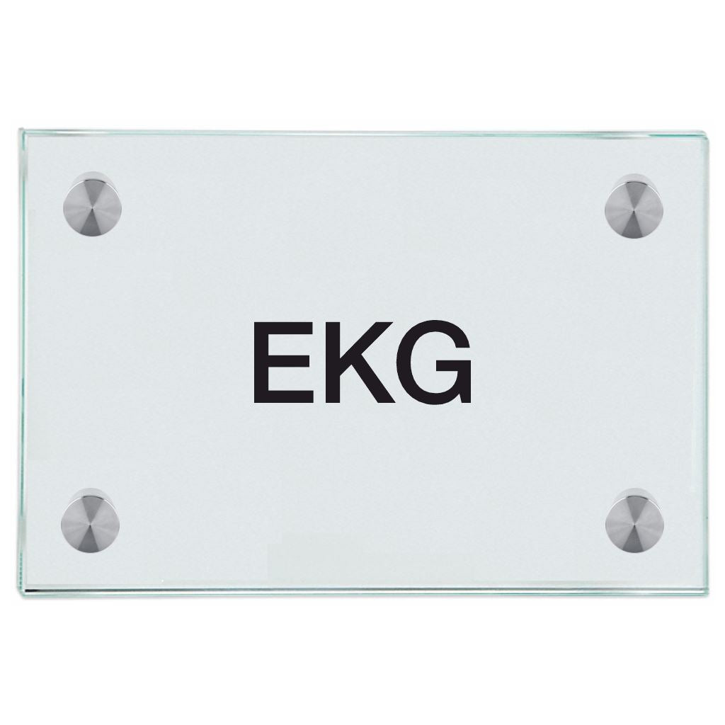 Praxisschild aus Glas EKG mit 2 oder 4 Haltern Praxisschild aus Glas EKG 4