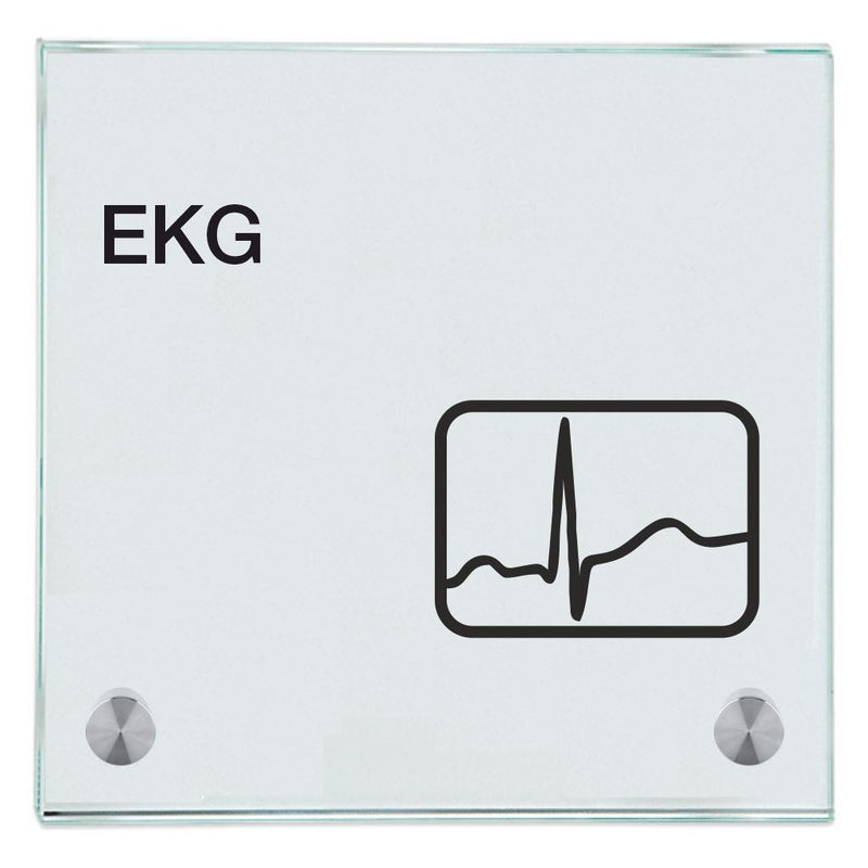 Praxisschild aus Glas EKG mit 2 oder 4 Haltern Praxisschild aus Glas EKG 2