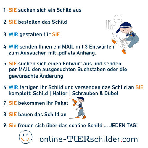 Namensschilder 150x150 mm und 6 weiter Größen - personalisiert