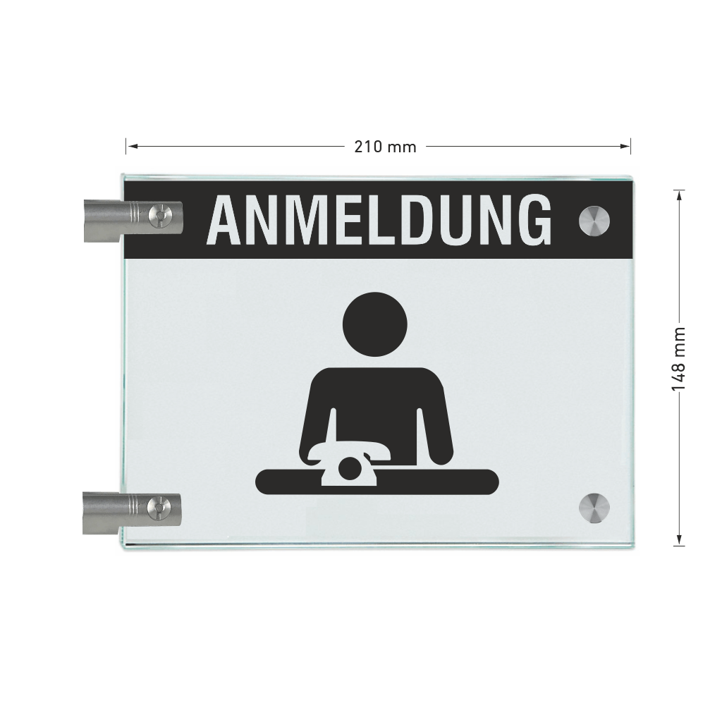 Fahnenschild Anmeldung mit Balken 18