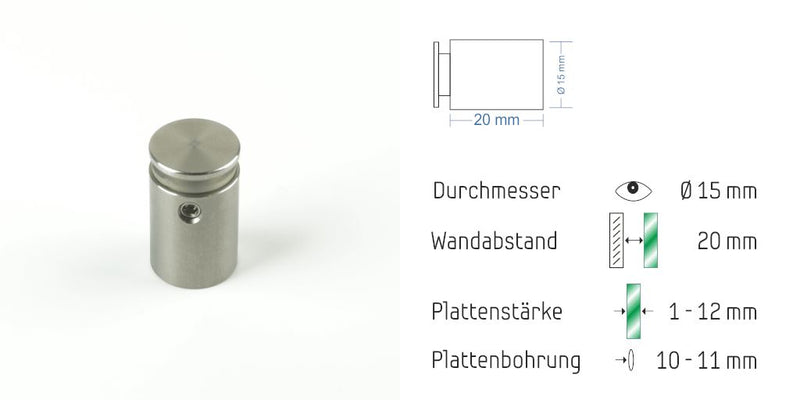 Abstandshalter Fiefbergen mit Inbus - Ø 15 mm WA: 15 / 20 mm Abstandshalter 