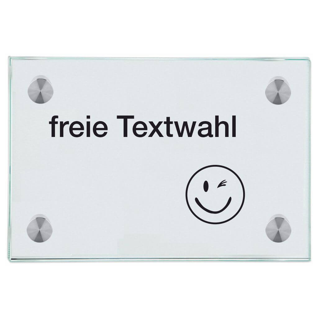 Praxisschild aus Glas freie Textwahl mit 2 oder 4 Haltern Praxisschilder 4 Halter 