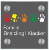 Namensschild Hände grau aus Glas - viele Größen - personalisiert