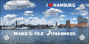 Namensschild Haustür Skyline Hamburg mit Ihrem Wunschnamen 
