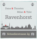 Haustürschilder Berlinskyline mit Ihrem Wunschtext personalisiert Haustürschild Berlinskyline online-tuerschilder.com 