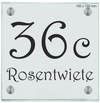 Haustürschilder Rosentwiete aus Glas - viele Größen - personalisiert
