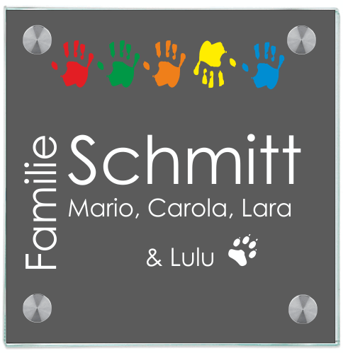Namensschild Haustür Hände oben personalisiert 