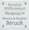 Haustürschilder Herzlich Willkommen aus Glas - viele Größen - personalisiert