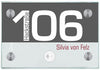 Klingelschild aus Glas Motiv große Zahl personalisiert