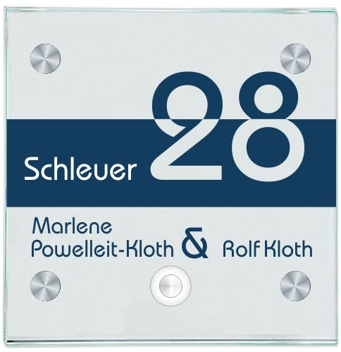 Namensschilder mit Klingenknopf 28 personalisiert Klingelschild 28 online-tuerschilder.com 150 x 150 mm 