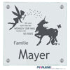 Haustürschild aus Glas Fee personalisiert