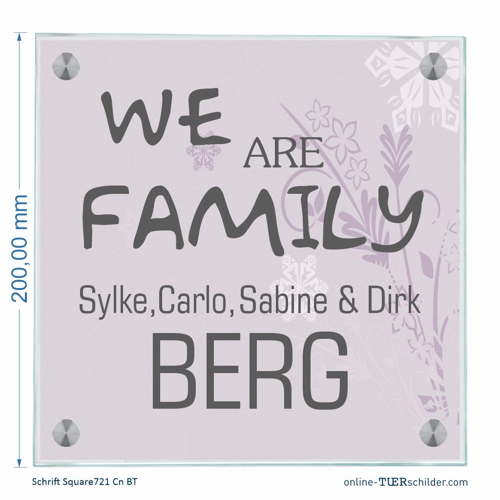 Haustürschilder We are Family 2 personalisiert Haustürschild We are Family 2 online-tuerschilder.com 200x200mm 
