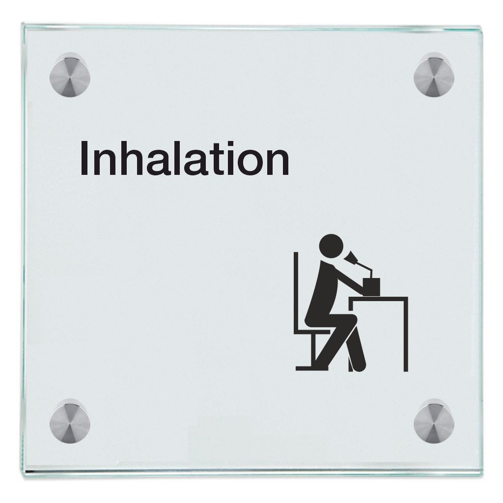 Praxisschild aus Glas Inhalation  2