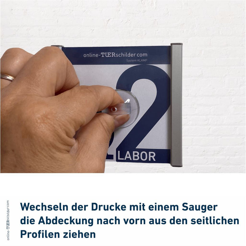 Türschilder Klamp für Ihr Büro - flach gewölbt mit eckigen Randelementen aus Aluminium 5