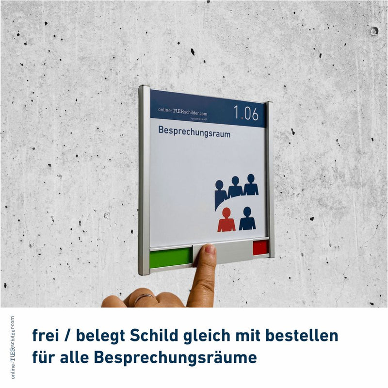 Türschilder Klamp für Ihr Büro - flach gewölbt mit eckigen Randelementen aus Aluminium 13