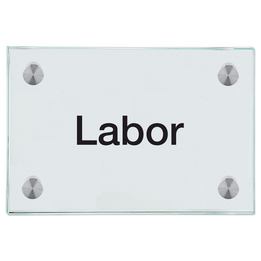 Praxisschild aus Glas Labor mit 2 oder 4 Haltern Praxisschild aus Glas Labor online-tuerschilder.com 100x150mm 4 Halter ohne Piktogramm