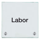 Praxisschild aus Glas Labor mit 2 oder 4 Haltern Praxisschild aus Glas Labor online-tuerschilder.com 150x150mm 2 Halter ohne Piktogramm