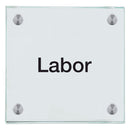 Praxisschild aus Glas Labor mit 2 oder 4 Haltern Praxisschild aus Glas Labor online-tuerschilder.com 150x150mm 4 Halter ohne Piktogramm