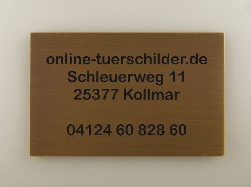 Messingschild 110 x 70 mm mit Ihrem Wunschtext Messingschild online-tuerschilder.com 