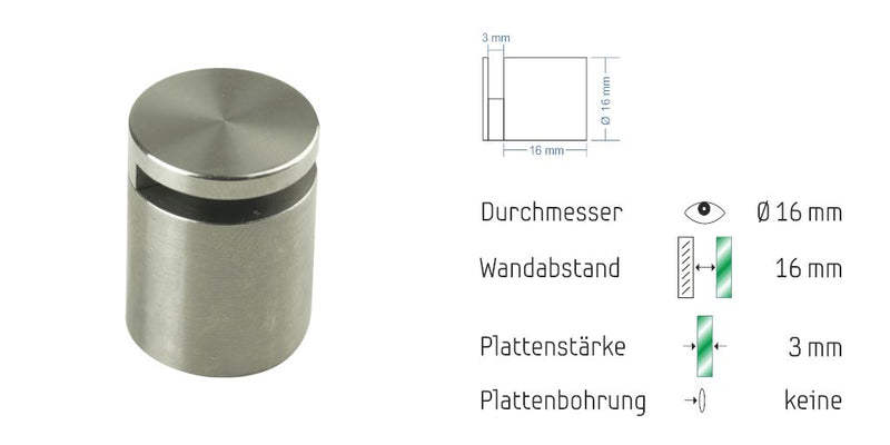 Abstandshalter Nützen klein zur Klemmbefestigung - Ø 16 mm WA: 16 mm 3