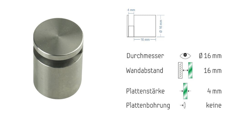 Abstandshalter Nützen klein zur Klemmbefestigung - Ø 16 mm WA: 16 mm 