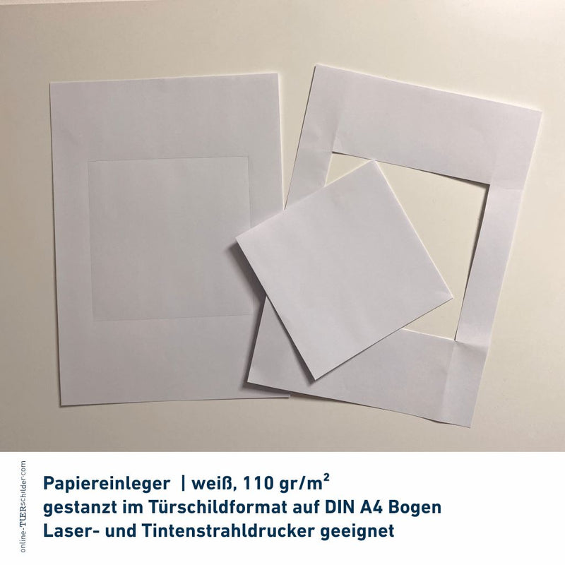 5 Papiereinlagen für Türschild Schleswig Größe A3 Papiereinlagen  148 mm x 167 mm 
