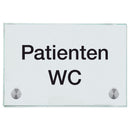 Praxisschild aus Glas Patienten WC mit 2/4 Haltern Praxisschild aus 1