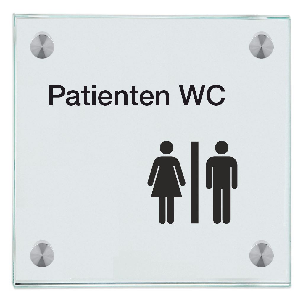 Praxisschilder aus Glas Patienten WC 2