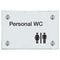 Praxisschild aus Glas Personal WC mit 2 oder 4 Haltern Praxisschild aus Glas Personal WC online-tuerschilder.com 100x150mm 4 Halter mit Piktogramm