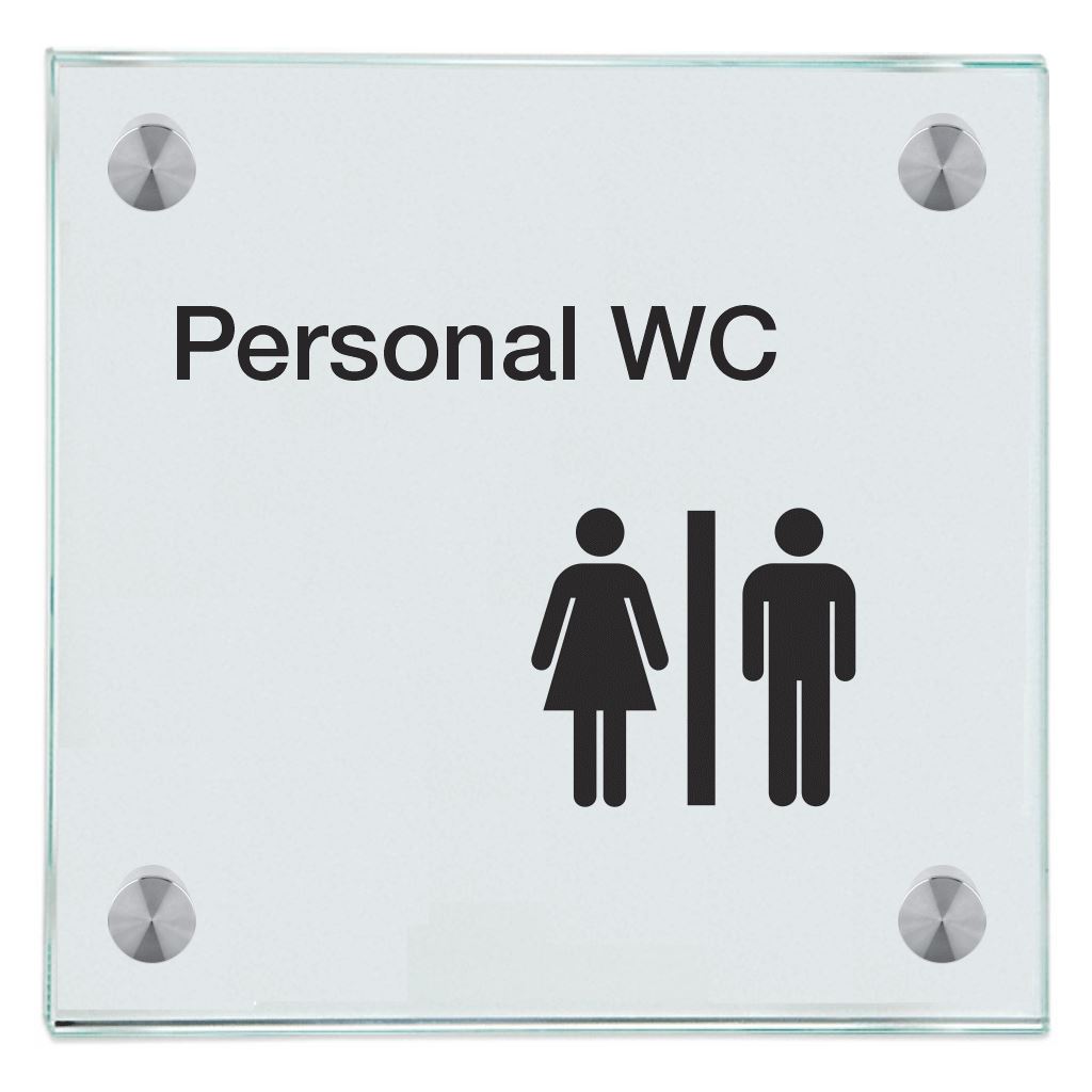 Praxisschild aus Glas Personal WC 1