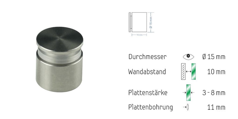 Abstandshalter Pogeez zum Schrauben - Ø 15 mm WA: 10/ 15/ 20/ 25 mm 3