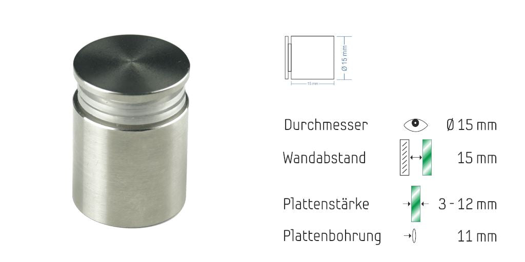 Abstandshalter Pogeez zum Schrauben - Ø 15 mm WA: 10/ 15/ 20/ 25 mm 