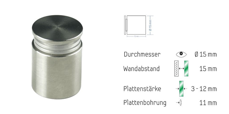 Abstandshalter Pogeez zum Schrauben - Ø 15 mm WA: 10/ 15/ 20/ 25 mm 