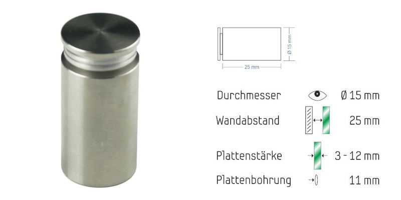 Abstandshalter Pogeez zum Schrauben - Ø 15 mm WA: 10/ 15/ 20/ 25 mm 