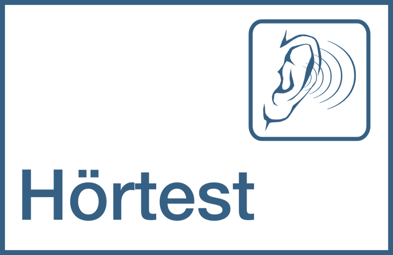 Praxisschilder aus Acryl oder Folie Hörtest zum Kleben Praxisschild Hörtest online-tuerschilder.com 