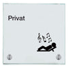 Praxisschild aus Glas Privat  in 100x150 mm oder 150x150 mm