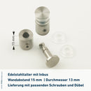Türschild Glas Edelstahl mit 4 Haltern