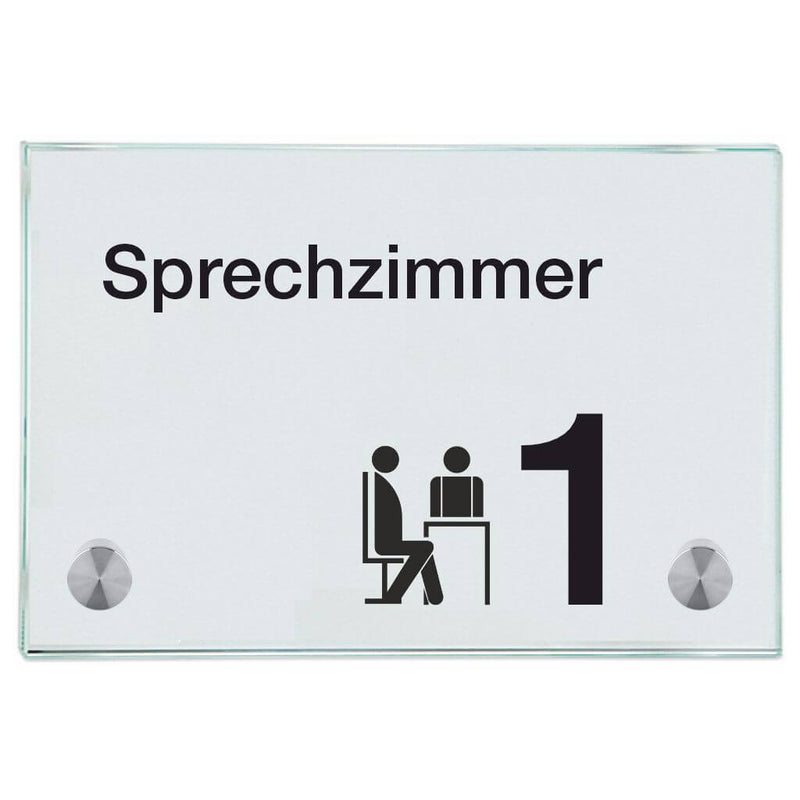 Praxisschildeer aus Glas Sprechzimmer 1 3