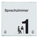 Praxisschildeer aus Glas Sprechzimmer 1 1