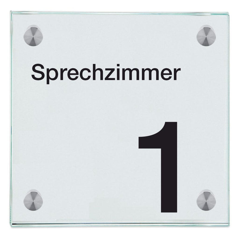 Praxisschildeer aus Glas Sprechzimmer 1 18