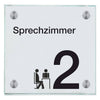 Schild für Ihre Praxis aus Glas Sprechzimmer 2  in 100x150 mm oder 150x150 mm