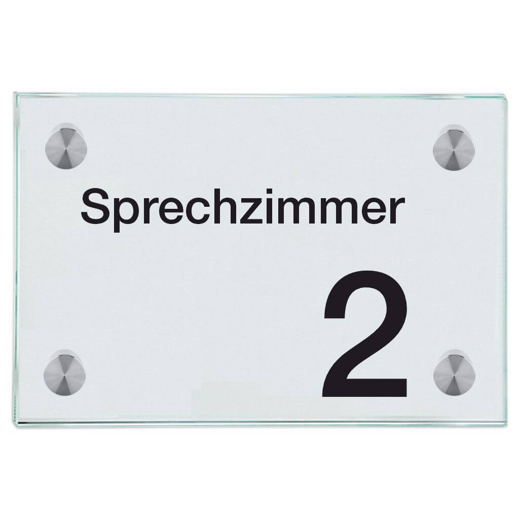 Praxisschild aus Glas Sprechzimmer 2 6